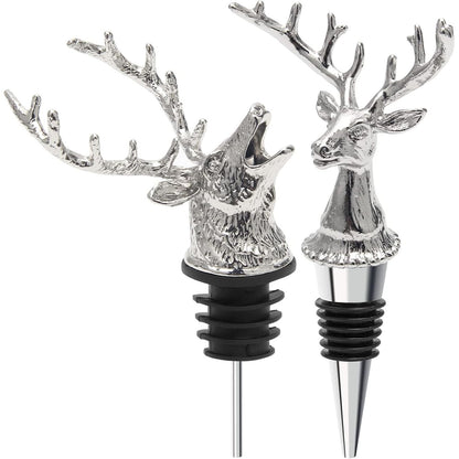Coitak Deer Head Wine Pourer Spout, Wine Bottle Stopper for Home and bar, Animal Wine Pourer and Stopper With Silicone Rubber Fitting