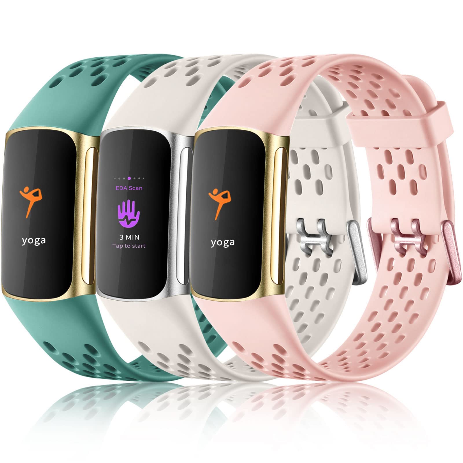 Buy now Maledan Compatible with Fitbit Charge 5/ Fitbit Charge 6 Bands Women Men, Breathable Sport Band Soft Waterproof Replacement Wristbands Strap for Fitbit Charge 5/ Charge 6 Advanced Fitness Tracker at indiglob india