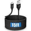etguuds Long USB C Cable 15ft, USB 2.0 to USB Type C Cable Fast Charging Nylon Braided Charger Cord Compatible with Samsung Galaxy Note, LG, Moto, Google, Sony, Switch, Camera and Other USB-C Device - Black
