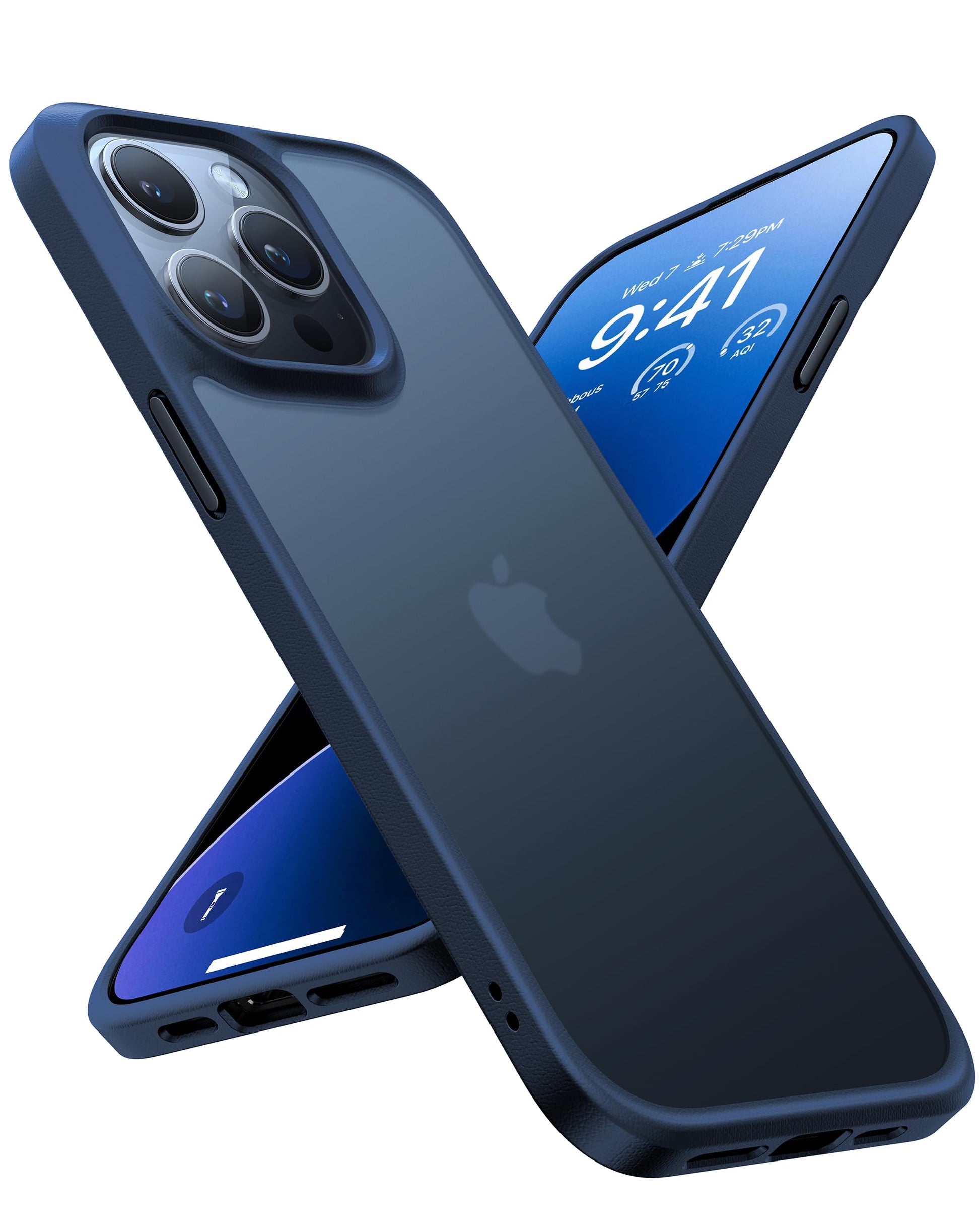 Buy now TORRAS Tough Shockproof for iPhone 13 Pro Case, [Military-Grade Drop Tested] Ultra-Durable Matte Hard PC Back with Soft Silicone Edge Slim Protective for iPhone 13 Pro Phone Case,Translucent Black iPhone 15 Pro Max Blue at indiglob india