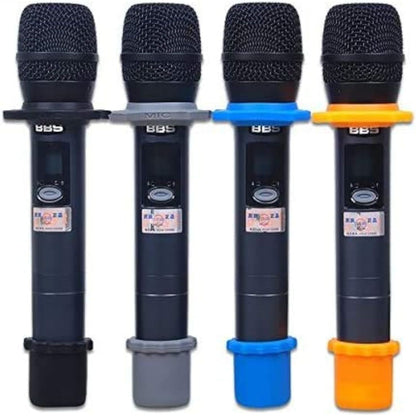 4 Sets Wireless Handheld Microphone Shakeproof Anti-Rolling Mic Protection Silicone Ring & Bottom Rod Sleeve Holder Stand for KTV Device (4 Colors)