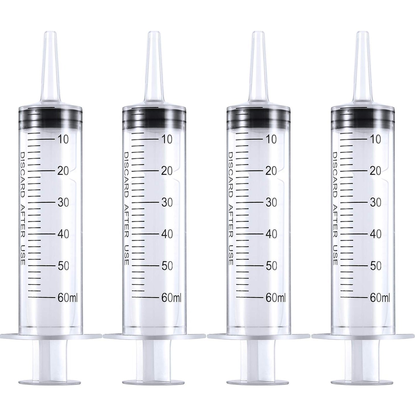 Frienda Large Plastic Syringe 4 Pack Measuring Syringe Tools Dispensing Multiple Uses(60 ml)