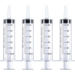 Frienda Large Plastic Syringe 4 Pack Measuring Syringe Tools Dispensing Multiple Uses(60 ml)