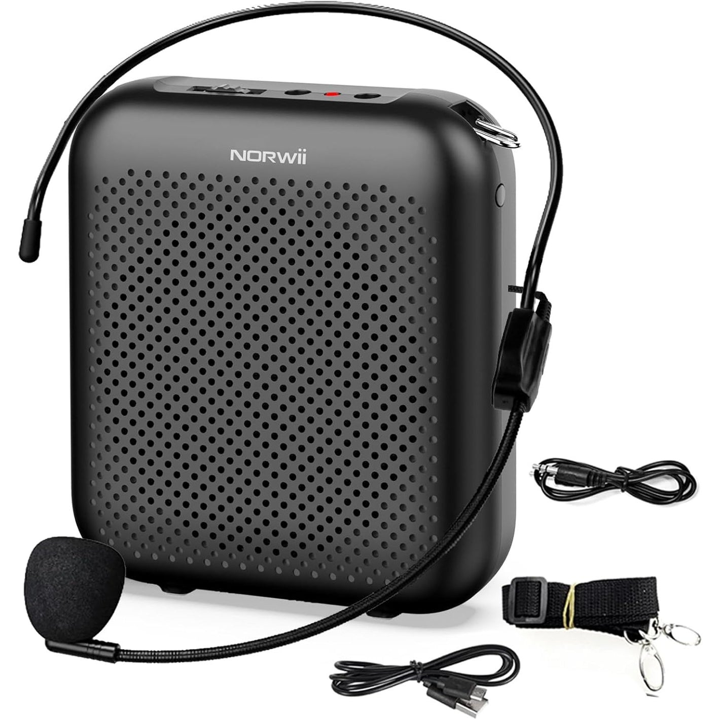 Norwii Bluetooth Voice Amplifier, Power Amplifiers, Portable Mini Wired Microphone Headset for Teacher Classroom & Outdoor Lectures, Teaching, Tour Guides, USB-C Rechargeable - 2000mAh, Black