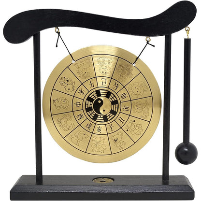 Feng Shui Brass Gong Desktop Zen Art for Fortune + Free Red String Bracelet H1301
