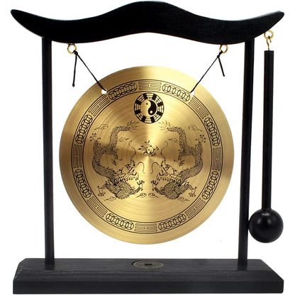 Feng Shui Brass Gong Desktop Zen Art for Fortune + Free Red String Bracelet H1301