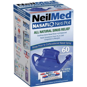 NeilMed NasaFlo Unbreakable Neti Pot with 60 Premixed Packets