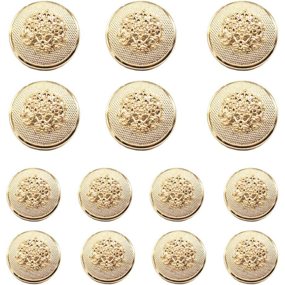 YaHoGa 14pcs Gold Blazer Buttons for Men's Suits Blazers Sport Coats 20mm 15mm Metal Shank Suit Buttons Set for Sewing Coats Suits Blazers (MB20080)