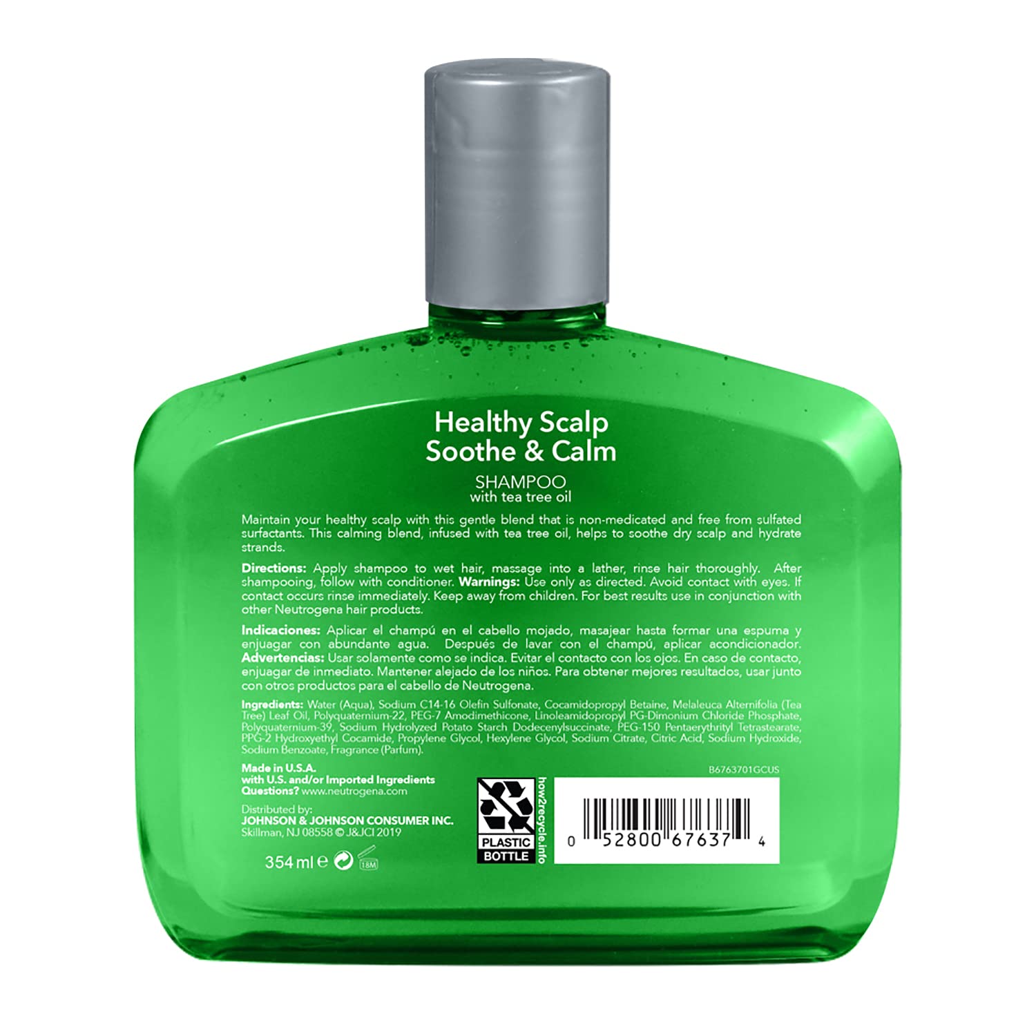 Buy now Neutrogena Soothing & Calming Healthy Scalp Shampoo to Moisturize Dry Scalp & Hair, with Tea Tree Oil, pH-Balanced, Paraben-Free & Phthalate-Free, Safe for Color-Treated Hair, 12 fl oz at indiglob india