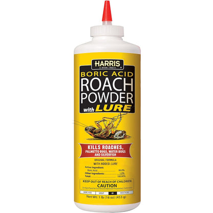 HARRIS Boric Acid Roach and Silverfish Killer Powder w/Lure for Insects (16oz)