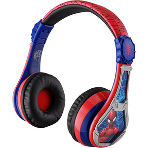 eKids Spiderman Wireless Bluetooth Portable Headphones with Microphone, Volume Reduced to Protect Hearing Rechargeable Battery, Adjustable Kids Headband for School Home or Travel