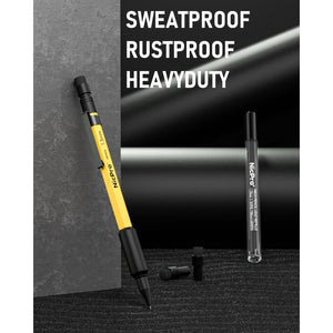 Nicpro 1.3 mm Mechanical Pencil Set with 12 Lead Refill, Eraser - Weatherproof Metal MP2000 Heavy Duty Carpenter Pencil for Outdoor Marking Drafting Drawing Sketching Woodworking - with Case