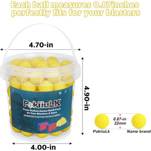 100 Rival Balls Fits for Nerf Rival Guns, 0.87in Yellow Round Ball Bullets with Bucket, Compatible with Nerf Rival Blasters