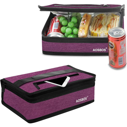 Aosbos Small Insulated Lunch Bag - Compact Lunch Box for Portion Control, Work & Office, Grey