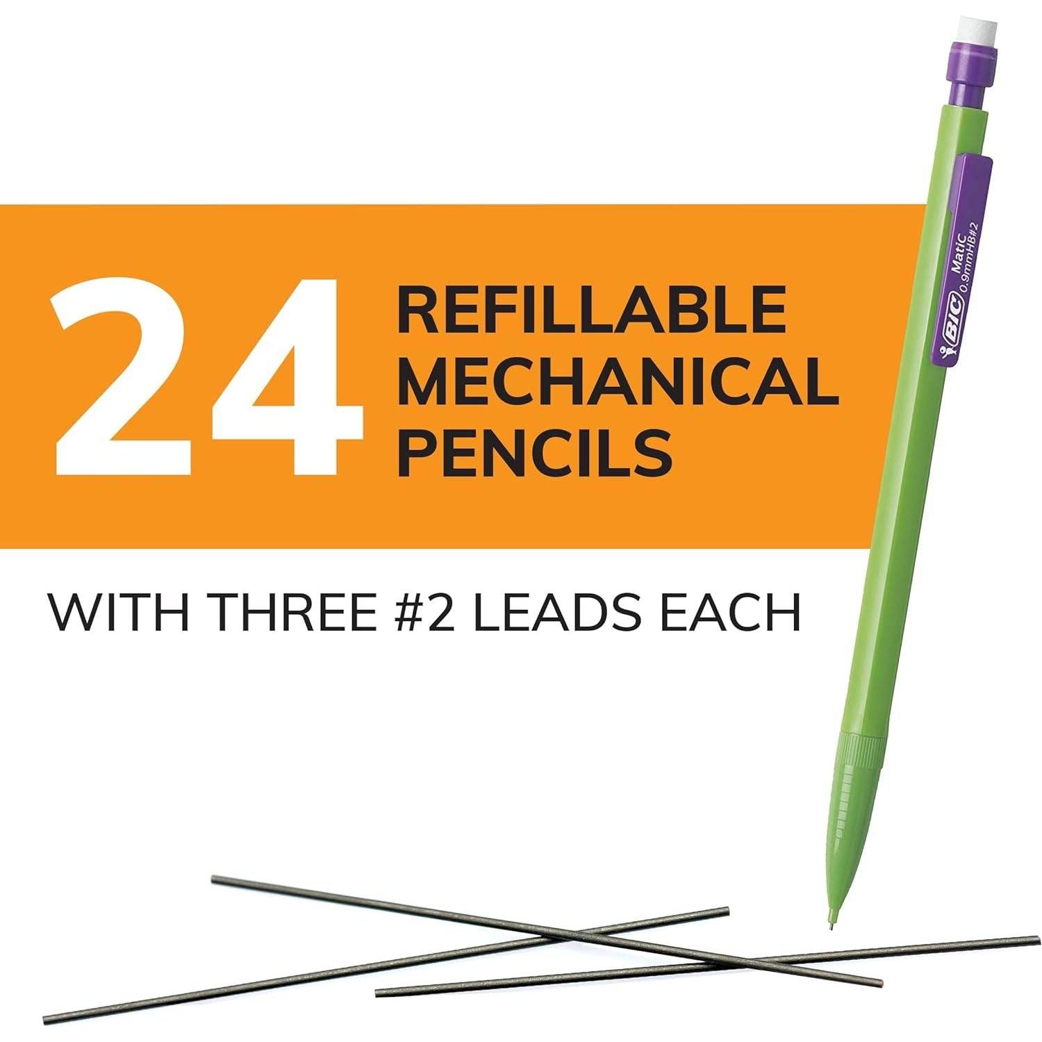 BIC Xtra Strong Mechanical Pencils with Erasers, Thick Point (0.9mm), 24-Count, Mechanical Pencils for School or Office Supplies - My Store