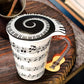 Lavezee Mug Cup With Guitar Handle And Art Musical Notes Holds 15 Oz, Tea Coffee Milk Ceramic Mug Gift For Music Lover