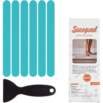 Anti Slip Shower Stickers 24 PCS Safety Bathtub Strips Adhesive Decals with Premium Scraper for Bath Tub Shower Stairs Ladders Boats