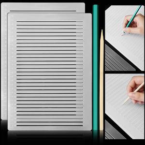 2 Packs Plastic Straight Line Stencil Template for Journaling Spacing Line Lettering Guide 11 Inch Scale Writing Ruler Envelope Addressing Template with Bamboo Stick and 2B Pencil for Paper Card Aids - My Store