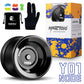 MAGICYOYO Professional Unresponsive Yoyo Y01 Node, Metal Aluminum Yo Yo for Advanced Player, Superior Stable, + 30% Sleep Time, + 5 Replacement Yo-yo Strings, Storge Bag, Glove (Black)