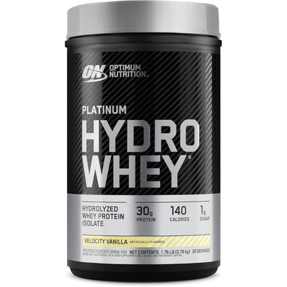 Optimum Nutrition Platinum Hydrowhey Protein Powder, 100% Hydrolyzed Whey Protein Isolate Powder, Flavor: Velocity Vanilla, 20 Servings, 1.76 Pounds (Packaging May Vary)