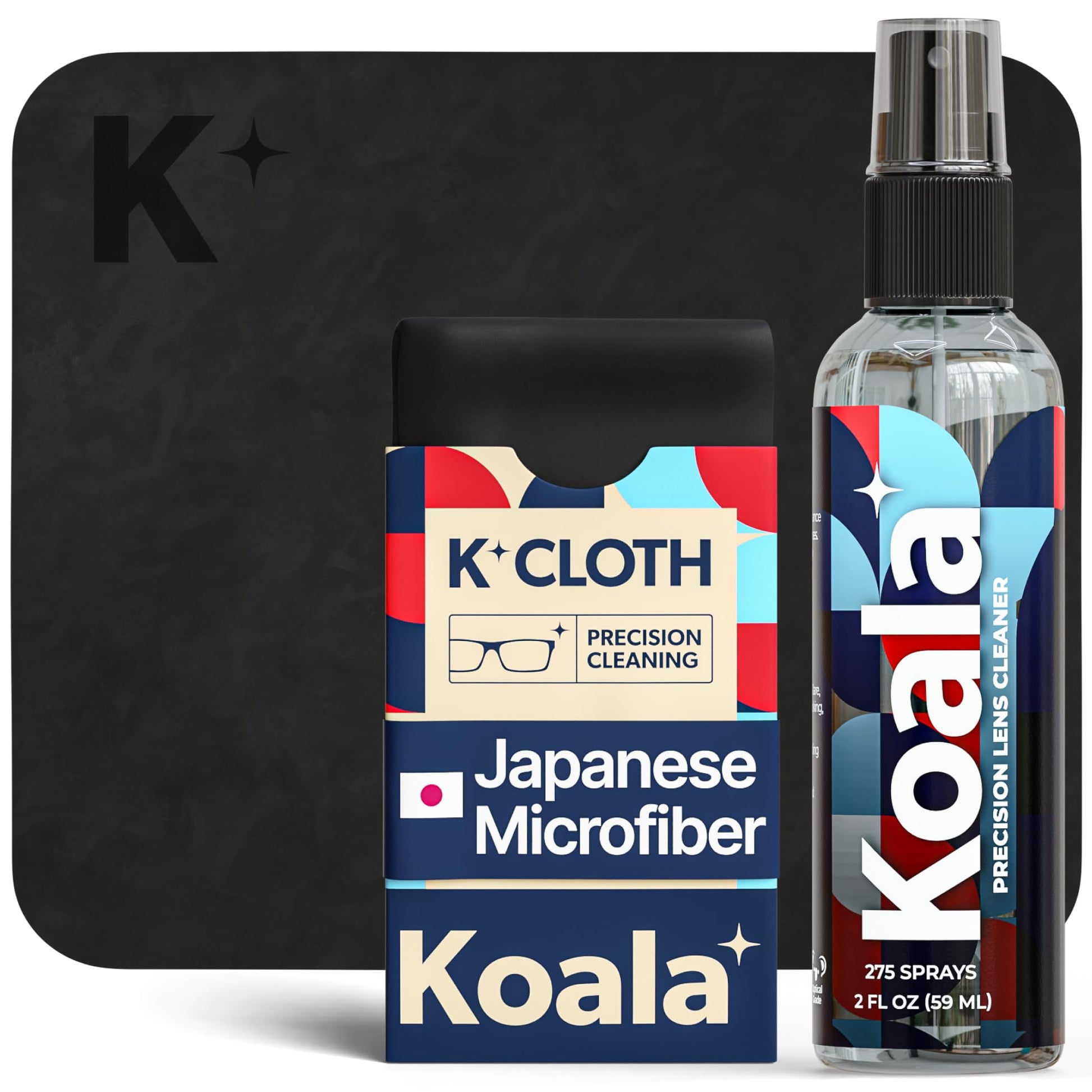 Buy now Koala Eyeglass Lens Cleaner Spray Kit | (2x) Glasses Cleaner Bottle + (2x) Microfiber Cloth | Alcohol Free Eyeglasses, Screen, and Camera Cleaning Kit | Made in USA (4 Piece Set) at indiglob india