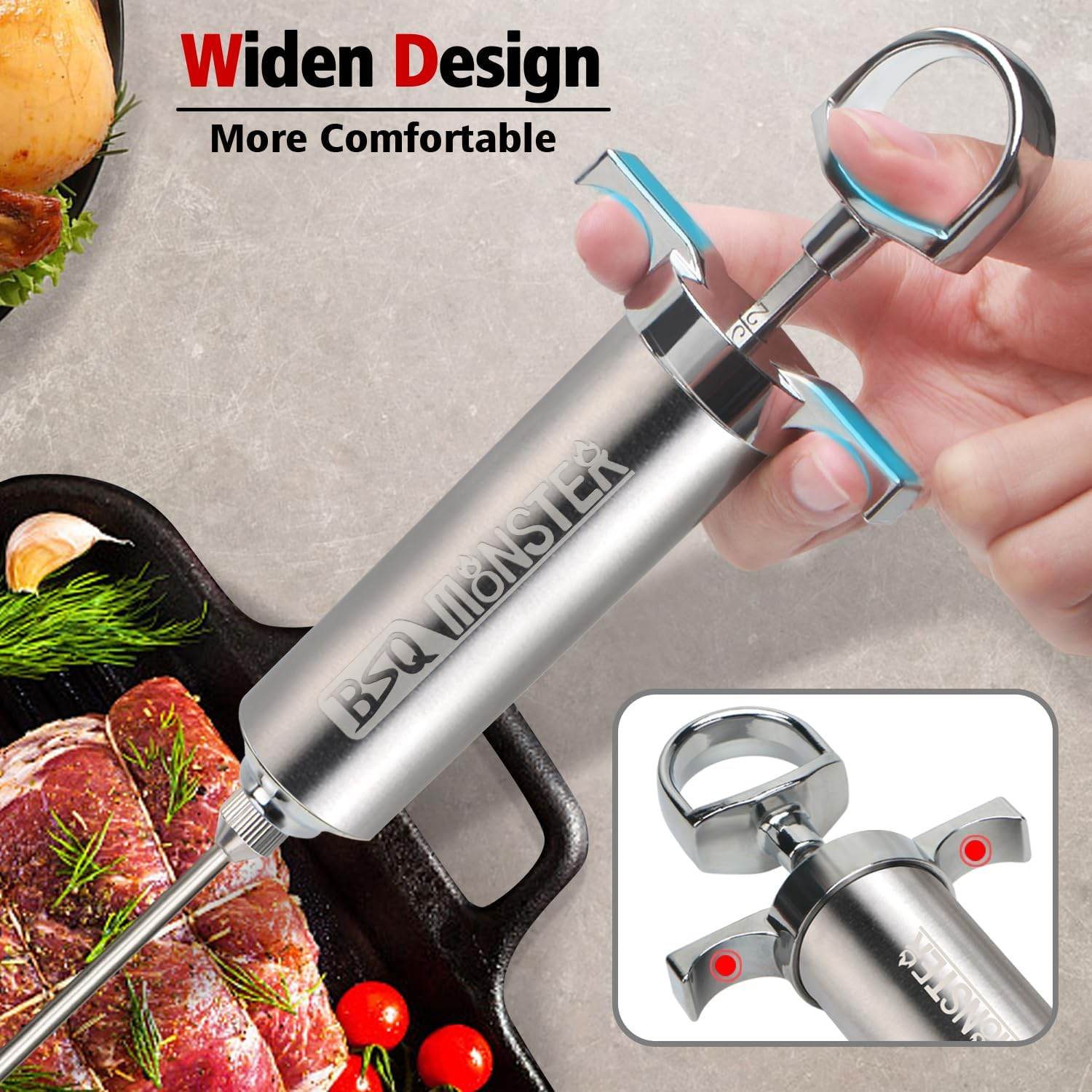 BSQ MONSTER Meat Injector Syringe Kit with 4 Professional Marinade Injector Needles for BBQ Grill Smoker, Turkey and Brisket; 2-oz Large Capacity, Including Paper User Manual, Recipe E-Book (PDF) - My Store