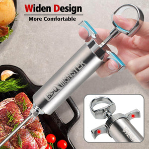 BSQ MONSTER Meat Injector Syringe Kit with 4 Professional Marinade Injector Needles for BBQ Grill Smoker, Turkey and Brisket; 2-oz Large Capacity, Including Paper User Manual, Recipe E-Book (PDF) - My Store