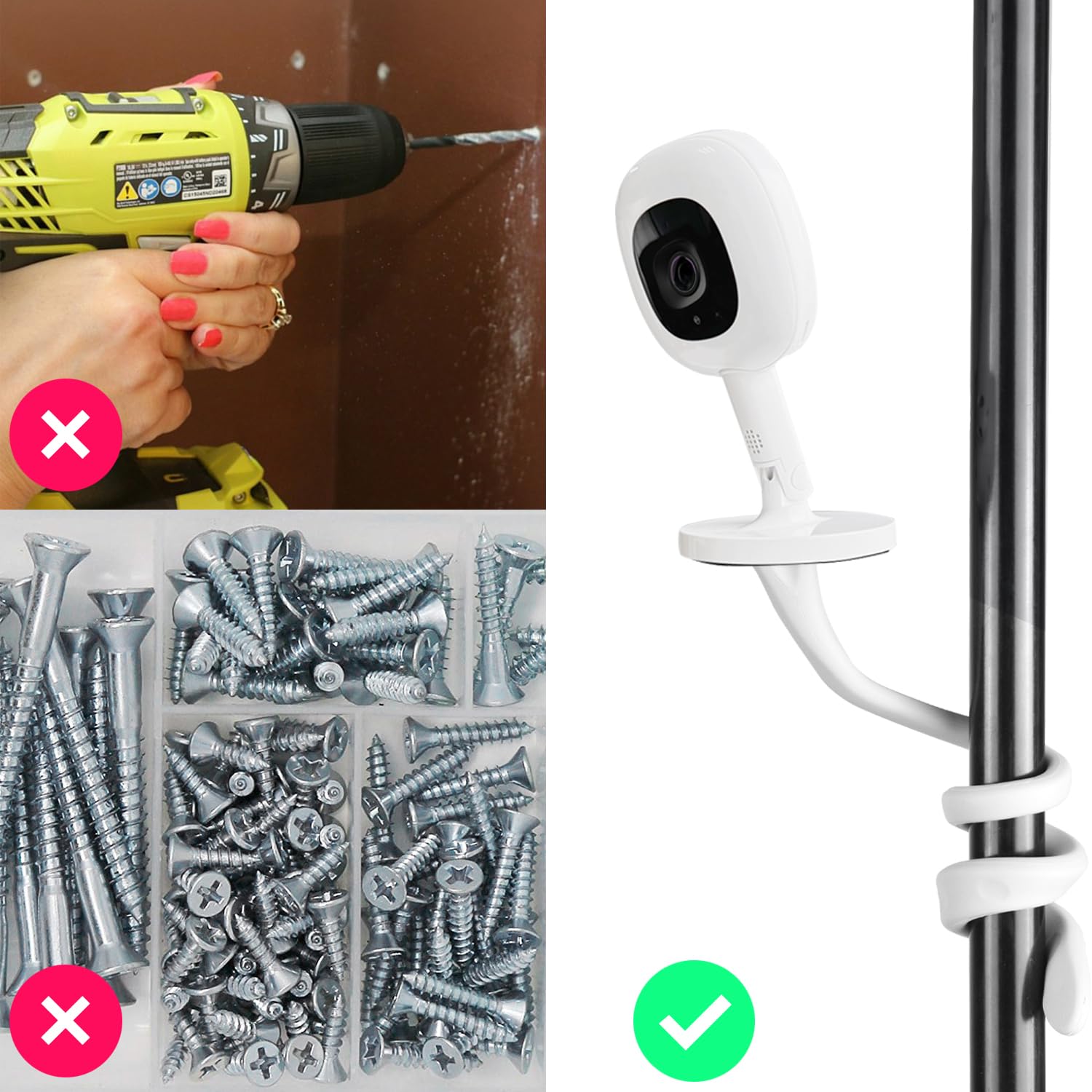 Buy now iTODOS Baby Monitor Mount Compatible with Nanit Pro Smart Baby Monitor & Flex Stand, Versatile Twist Mount Without Tools or Wall Damage,Travel Monitor Accessory -White at indiglob india