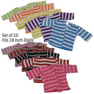 Buy now Doll T-Shirts Set of 10 - Doll Clothes fits All 18 Inch Dolls (Striped) at indiglob india
