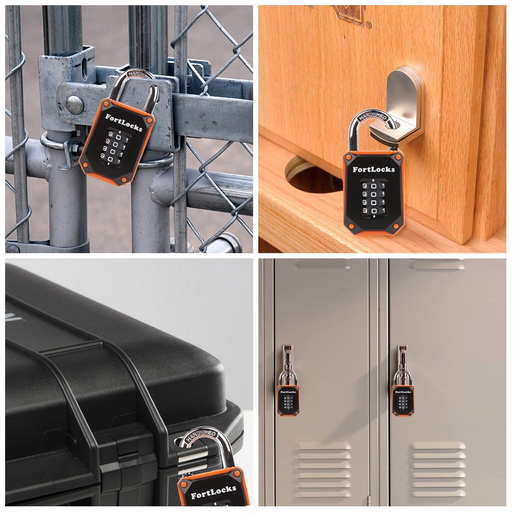 Buy now Gym Locker Lock - 4 Digit, Heavy Duty, Hardened Stainless Steel, Weatherproof and Outdoor Combination Padlock - Easy to Read Numbers - Resettable and Cut Proof Combo Code - 1 Pack Orange at indiglob india