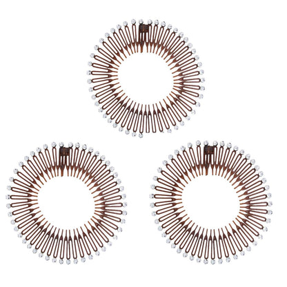 3Pieces Flexible Plastic Circular Stretch Hair Combs, Headband Hairband Holder for Women Girls