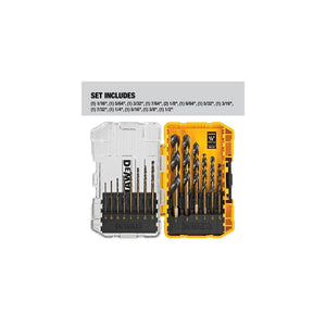Buy now DEWALT Drill Bit Set, 3-Flats Shank,14-Piece, 135 Degree Split Point, for Plastic, Wood and Metal (DWA1184) 14 piece set (Pack of 5) at indiglob india