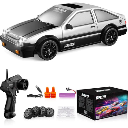 Remote Control Car RC Drift Car 2.4GHz 1:24 Scale 4WD High Speed RC Cars Vehicle with LED Lights Batteries and Drifting Tires Racing Sport Toy Cars for Adults Boys Girls Kids Gift