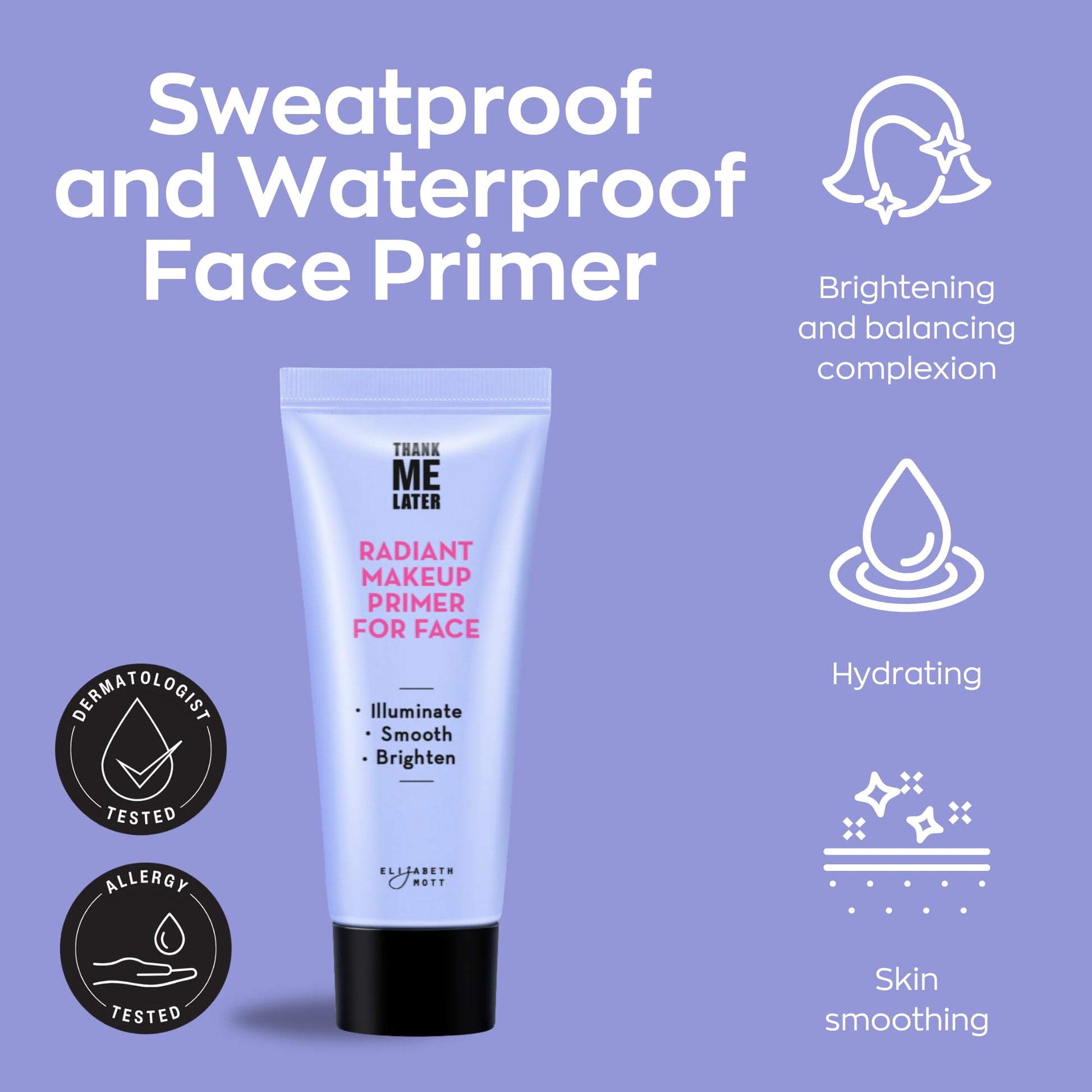 Buy now Elizabeth Mott Thank Me Later Radiant Face Primer - Illuminating & Hydrating Makeup Base with Niacinamide for Dewy Skin - Long-Lasting, Oil-Free Formula, Lightweight & Cruelty-Free, 30g at indiglob india