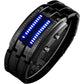 FANMIS Creative Mens Binary Matrix Blue LED Digital Watch Fashion Classic Black Plated Waterproof LED Backlight Bracelet Watches