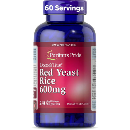 Puritan's Pride Doctors Trust® Red Yeast Rice 600mg, Dietary Supplement, 240 Rapid Release Capsules