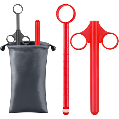 [2Pack+Storage Bag] Lube Applicator Syringe with 10ml Precise Scales, 6.5" Anal Lube Shooter with Air-Proof Silicone Cap Reusable Lubricant Tube Applicator for Women, Men & Couples, Black