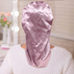 AWAYTR Long Satin Bonnet for Women - Double Layer Elastic Silk Bonnet for Braids Hair Sleeping Cap with Tie Band (Rose Gold)