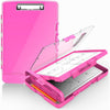 Sooez Original Clipboard with 2 Storage & Pen Holder, Heavy Duty Clip Boards 8.5x11 with Dual Storage, Clearview Dry Erase Coach Clipboard with Real Hinge, High Capacity, School & Office Supplies - Pink