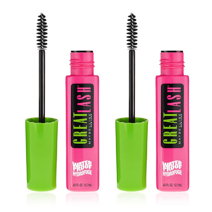Maybelline Great Lash Waterproof Mascara, Volumizing, Lengthening and Lash-Doubling Formula for Thicker Lashes, Very Black, 1 Count