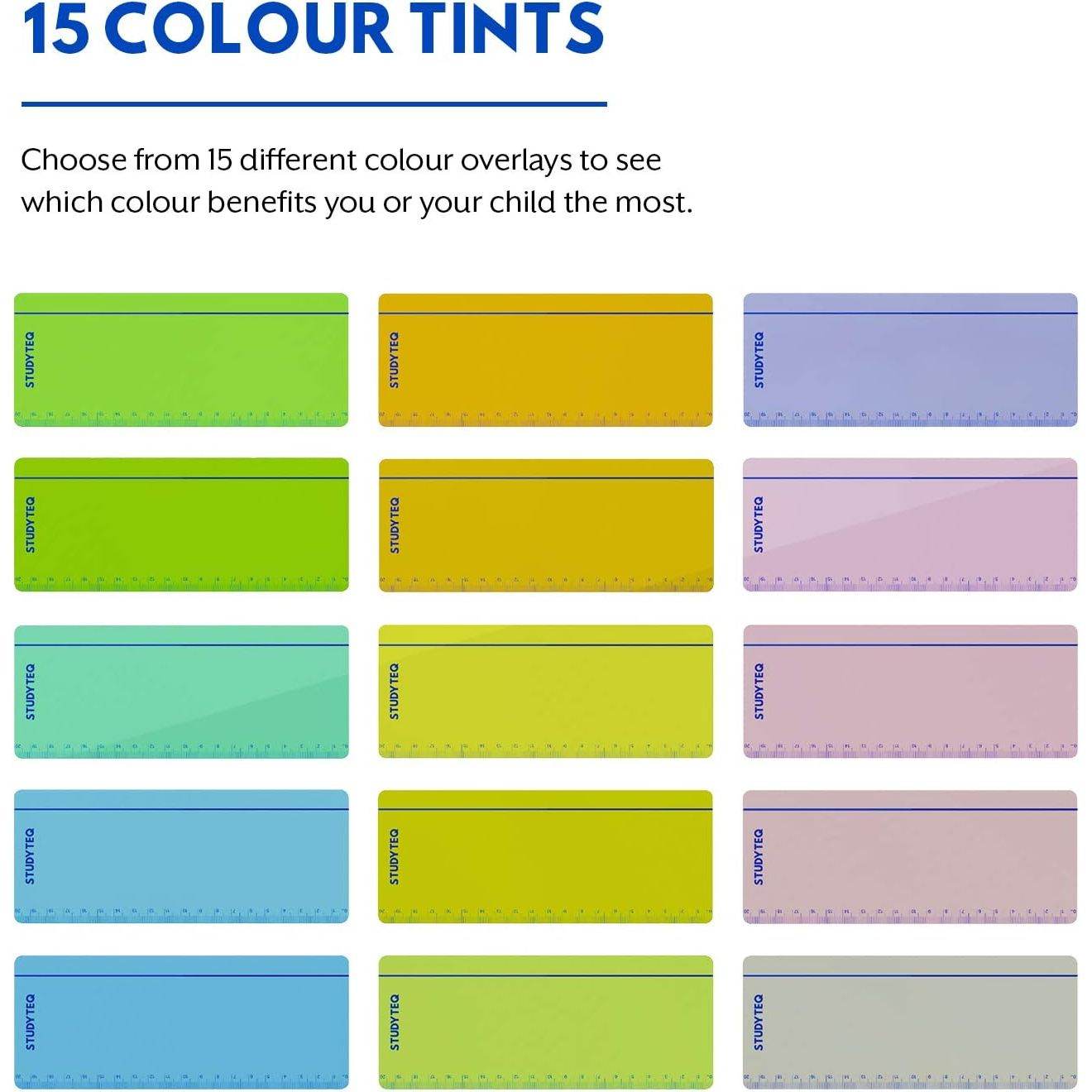 15 x Studyteq Professional Dyslexia Colored Reading Overlays and Rulers + Protective Case | Reading Tracking Rulers for Visual Stress, Dyslexia, Irlens Syndrome, and ADHD - My Store