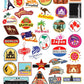 100pcs Travel Map Stickers World Famous Tourism Country Regions Logo Waterproof Tourist Wonders Stickers National Flag Idea for Luggage Skateboard Laptop Luggage Suitcase Book Covers - My Store