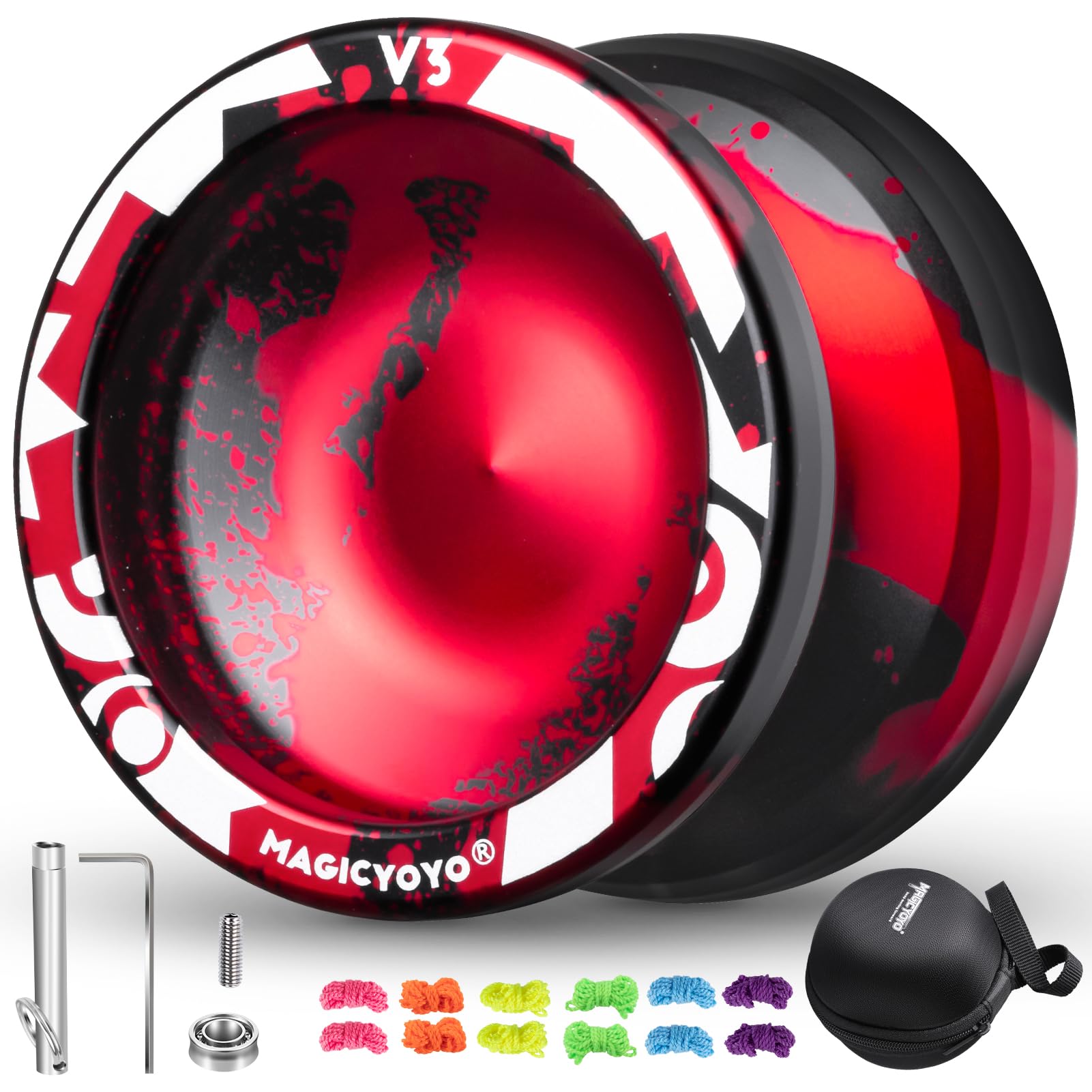 Buy now MAGICYOYO V3 Yoyo for Kids 8-12 or Above, Responsive Yoyo Professional with Dual Function, Professional Trick Yo yo for Adults with 12 Yo-yo Strings, KK Bearing, Bearing Puller, Axle,Case Bag -Black Black Red at indiglob india