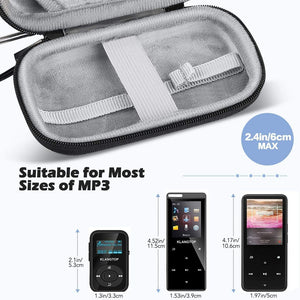 AGPTEK MP3 MP4 Player Case for 2.4 inch MP3 Player, for Gracioso/for ChenFec/for Safuciiv/for RUIZU/for Aiworth and Other MP3 Players Under 2.4 inch, Portable Case with Metal Carabiner Clip