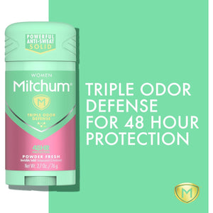 Women's Deodorant by Mitchum, Solid Antiperspirant Deodorant Stick, Powder Fresh, 2.7 Oz (Pack of 1)