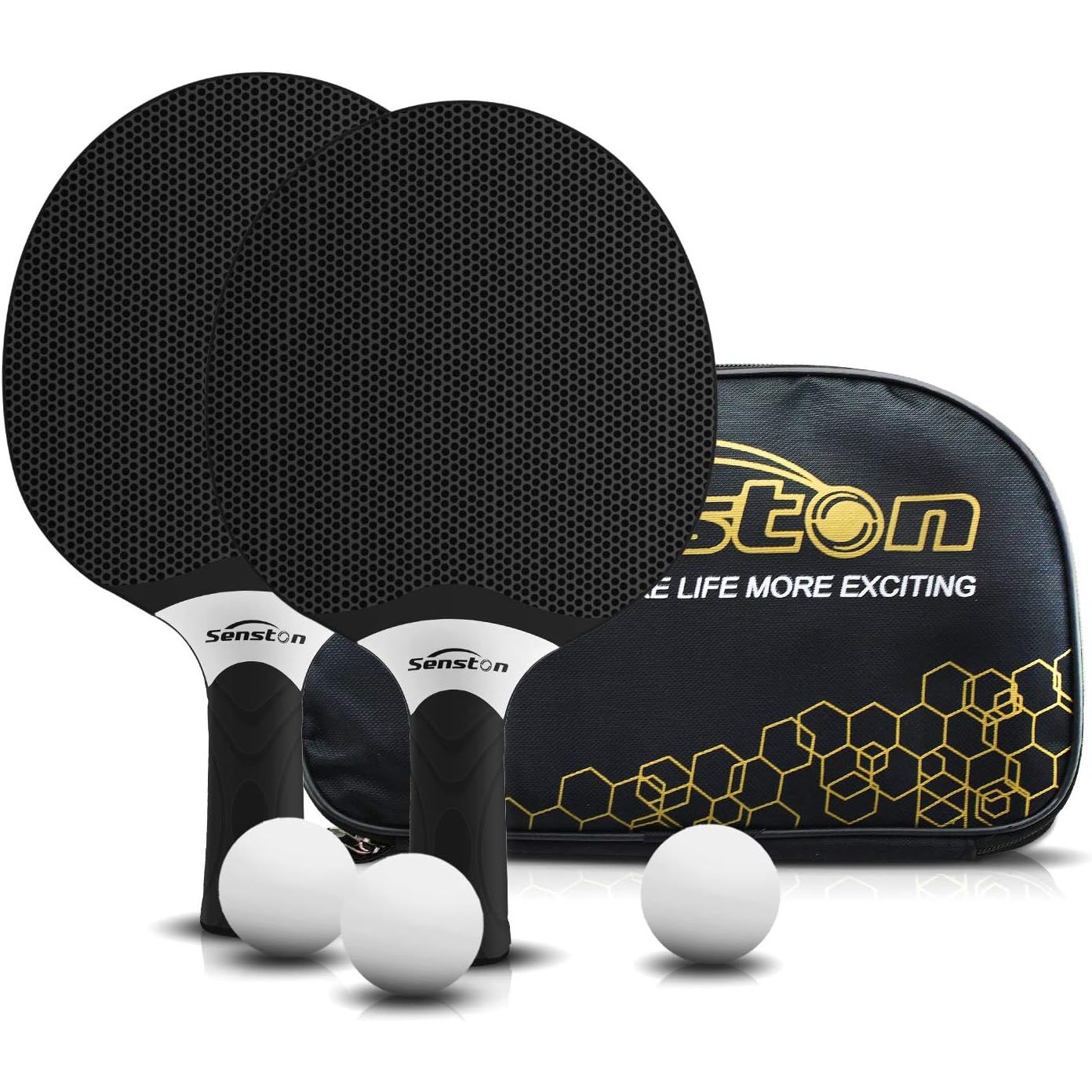 Senston Table Tennis Rackets Set, Professional Table Tennis Racket with 3 Balls, Composite Rubber Ping Pong Paddle Set