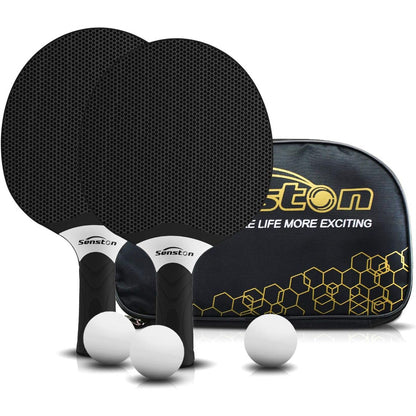 Senston Table Tennis Rackets Set, Professional Table Tennis Racket with 3 Balls, Composite Rubber Ping Pong Paddle Set