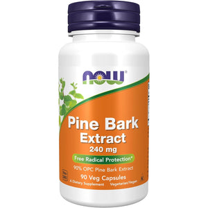 Buy now NOW Foods Supplements, Pine Bark Extract 240 mg, 90% OPC Pine Bark Extract, (from the Inner Bark of Chinese Red Pine), 90 Veg Capsules at indiglob india