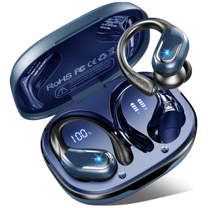 Buy now Ltinist Wireless Earbud, Bluetooth 5.3 Headphones Pure Bass Sound with Earhooks, 75H Battery Over Ear Headphones with Dual-LED Display, IP7 Waterproof Earphones Built-in Microphone for Running Sports Blue at indiglob india