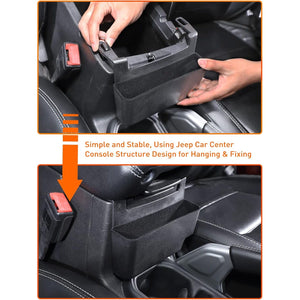 Savadicar Center Console Hanging Storage Organizer, Armrest ABS Tray Compatible with 2018-2025 Jeep Wrangler JL JLU 4XE and Jeep Gladiator JT, Interior Accessories, Black